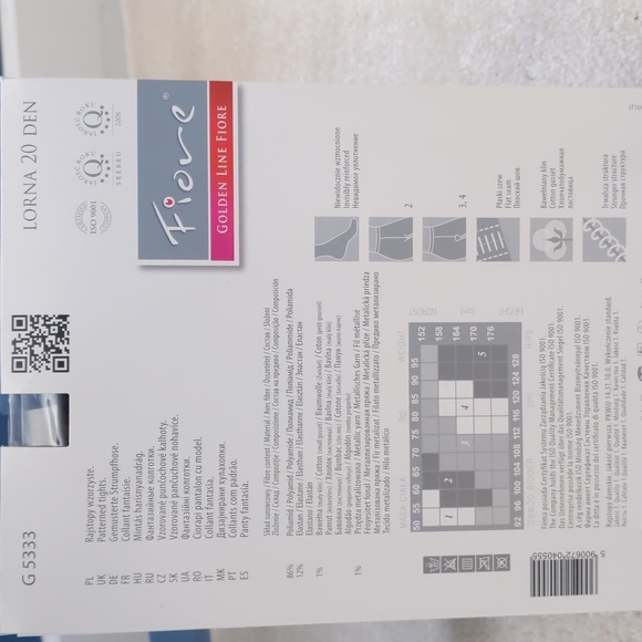 NWT Patterned Metallic Patterned Tights, Black, Large, Fiore Lorna Style - Picture 3 of 3